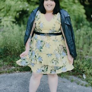 Yellow floral ruffle dress